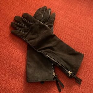 Club Monaco Long Leather Suede Gloves